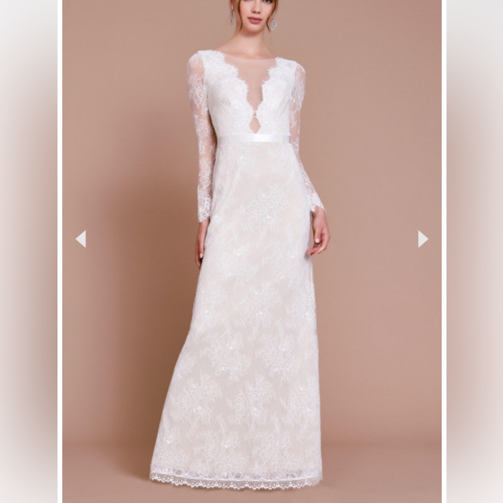 Tadashi Shoji long sleeve wedding dress